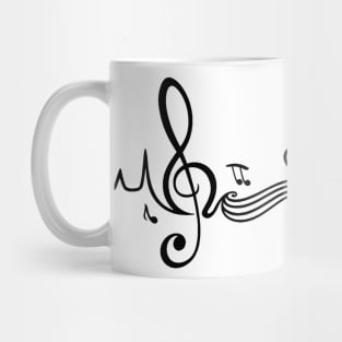 Heartbeat Pulse Line Music Notes black v Mug